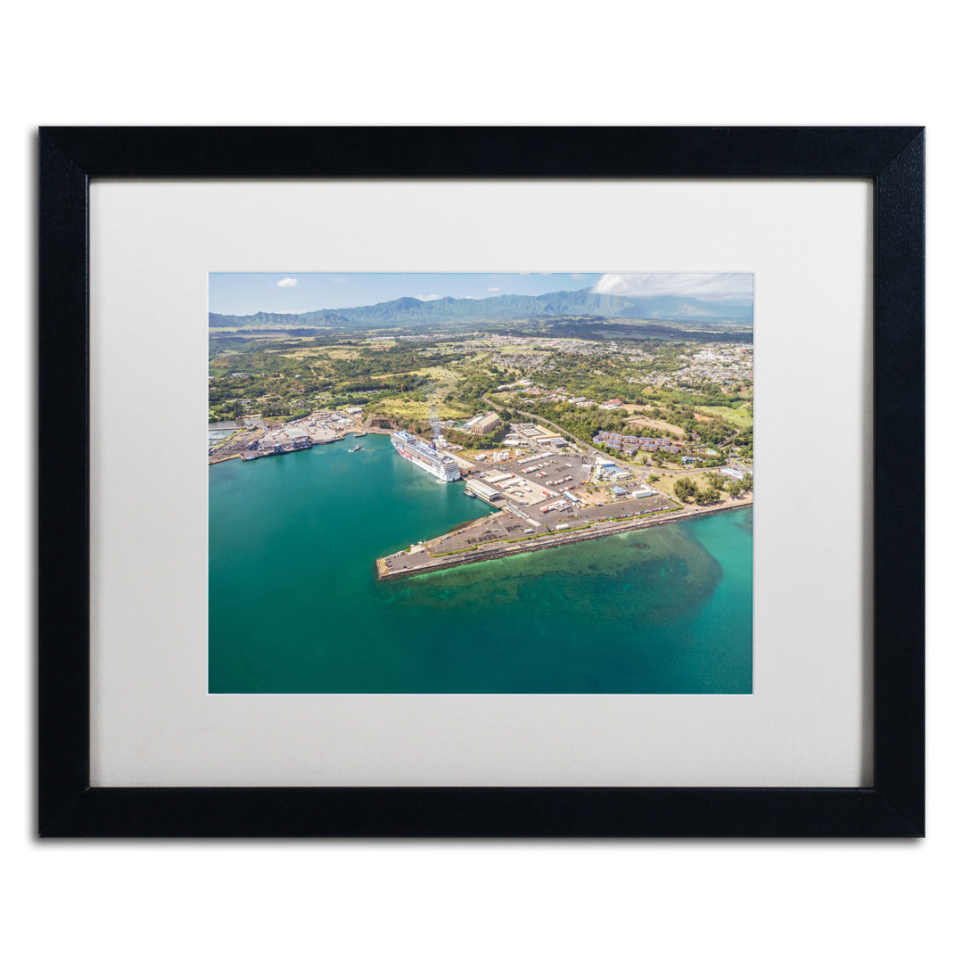 Pierre Leclerc Nawiliwili Harbor Black Wooden Framed Art 18 x 22 Inches Image 1