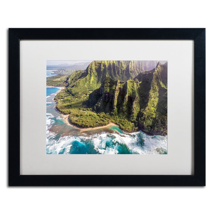 Pierre Leclerc Kee Beach Aerial View Black Wooden Framed Art 18 x 22 Inches Image 1