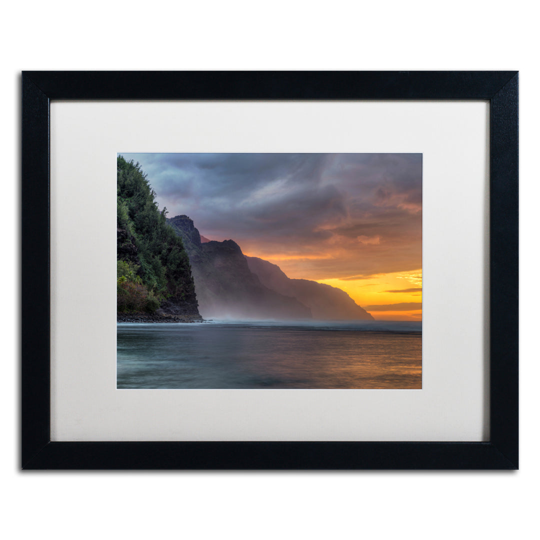 Pierre Leclerc Napali Sunset Kauai Black Wooden Framed Art 18 x 22 Inches Image 1