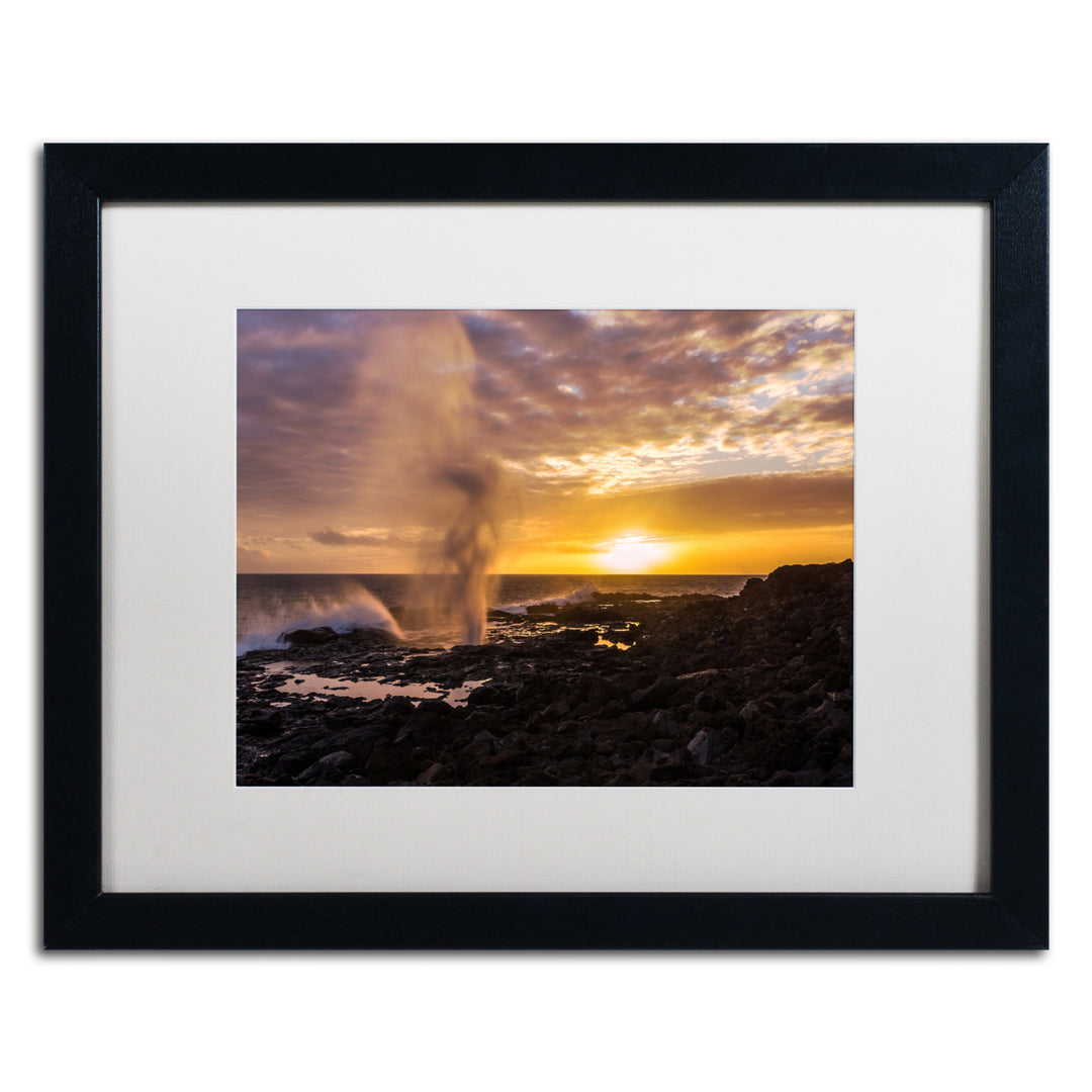 Pierre Leclerc Spouting Horn Kauai Black Wooden Framed Art 18 x 22 Inches Image 1