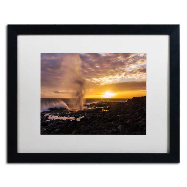 Pierre Leclerc Spouting Horn Kauai Black Wooden Framed Art 18 x 22 Inches Image 1