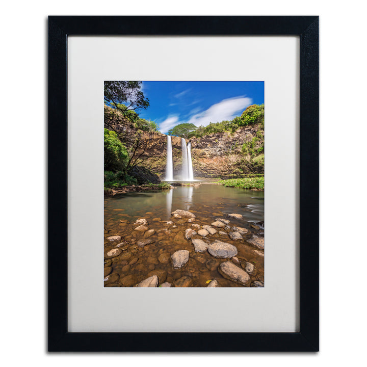 Pierre Leclerc Wailua Falls Black Wooden Framed Art 18 x 22 Inches Image 1