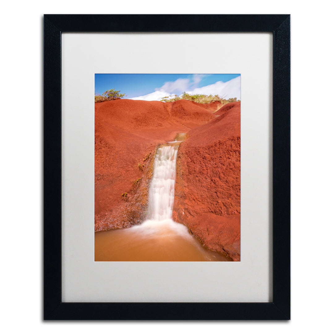 Pierre Leclerc Red Dirt Waterfall Black Wooden Framed Art 18 x 22 Inches Image 1