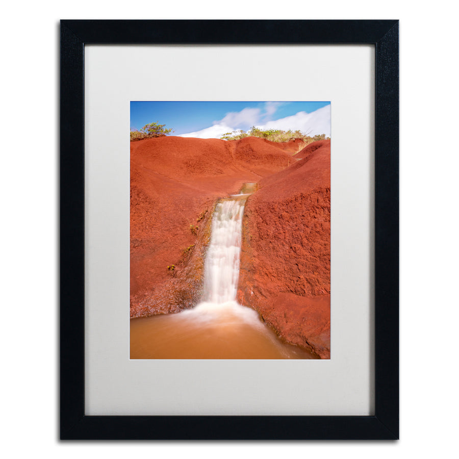 Pierre Leclerc Red Dirt Waterfall Black Wooden Framed Art 18 x 22 Inches Image 1