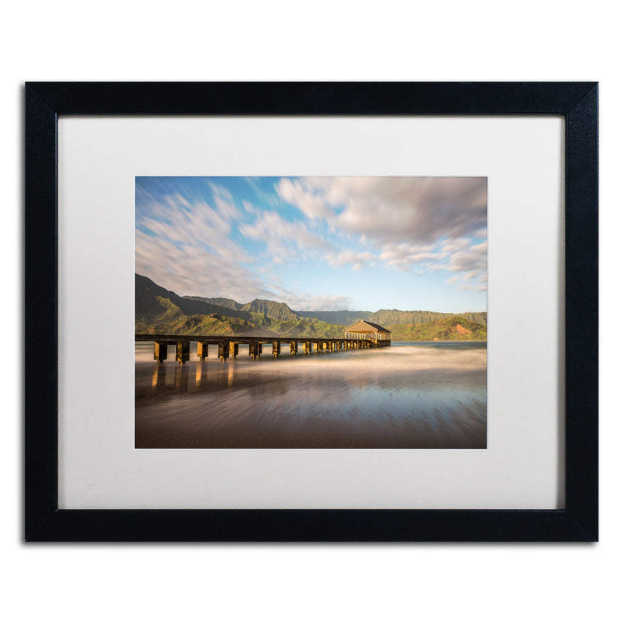 Pierre Leclerc Hanalei Bay Pier Black Wooden Framed Art 18 x 22 Inches Image 1