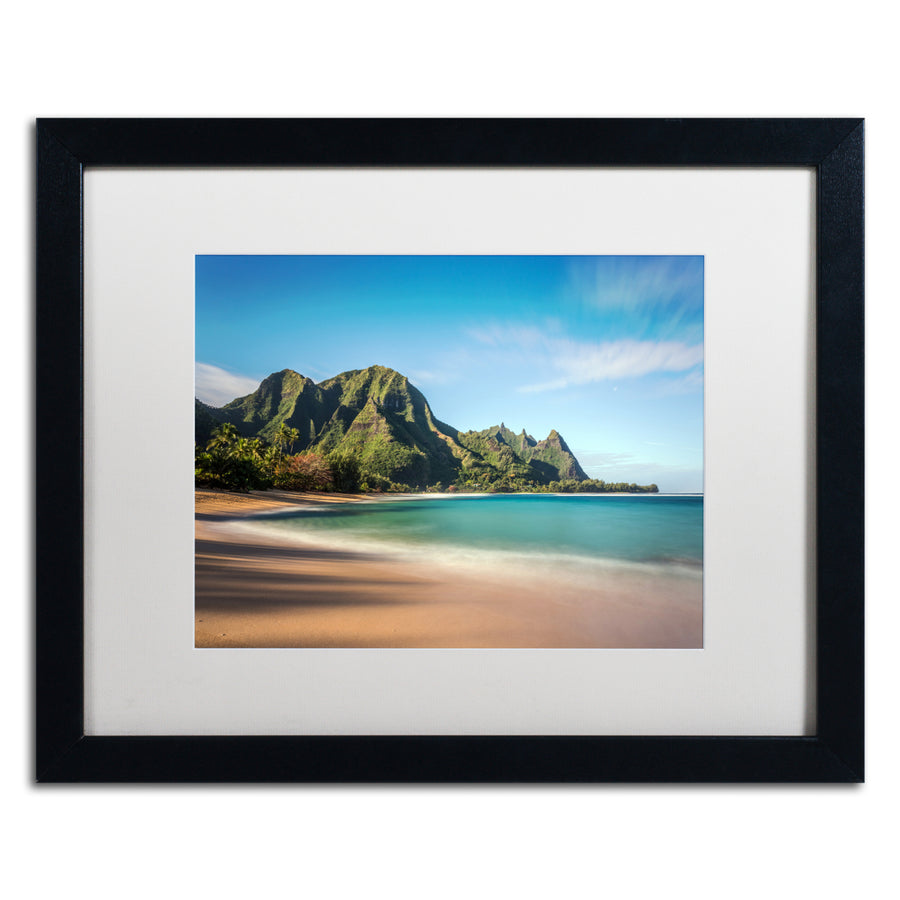 Pierre Leclerc Makua Beach Kauai Black Wooden Framed Art 18 x 22 Inches Image 1