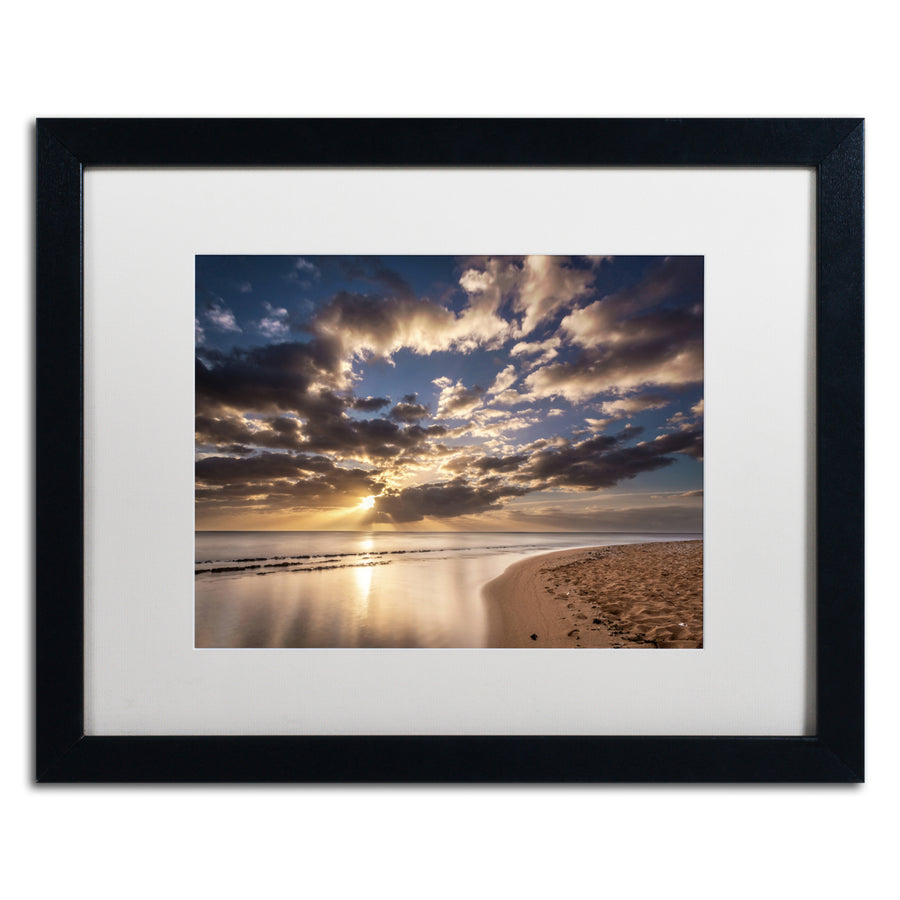 Pierre Leclerc Kauai Beach Sunrise Black Wooden Framed Art 18 x 22 Inches Image 1