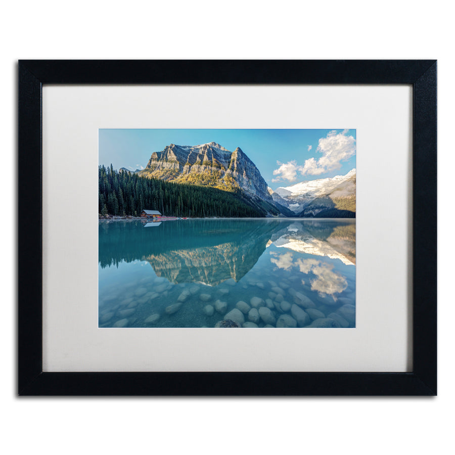 Pierre Leclerc Calm Lake Louise Morning Black Wooden Framed Art 18 x 22 Inches Image 1