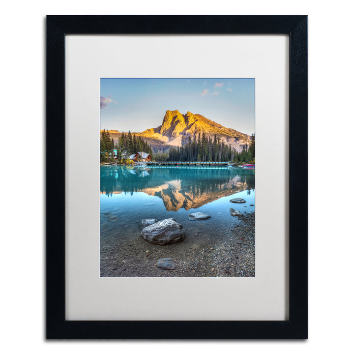 Pierre Leclerc Emerald Lake Sunset Black Wooden Framed Art 18 x 22 Inches Image 1