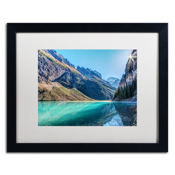 Pierre Leclerc Lake Louise Sunburst Black Wooden Framed Art 18 x 22 Inches Image 1