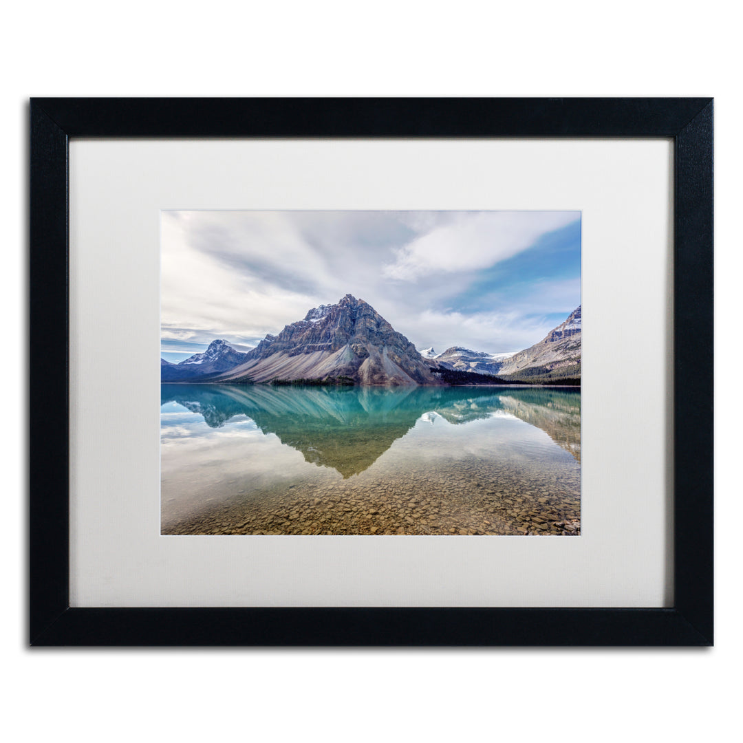 Pierre Leclerc Bow Lake Blue Black Wooden Framed Art 18 x 22 Inches Image 1