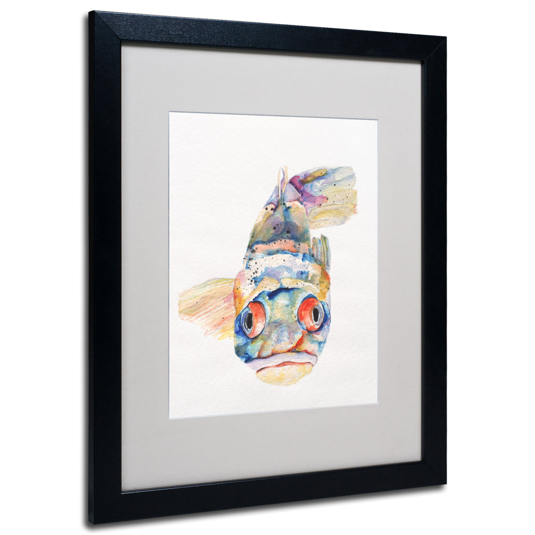 Pat Saunders-White Blue Fish Black Wooden Framed Art 18 x 22 Inches Image 1