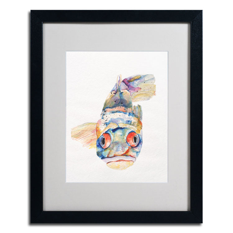 Pat Saunders-White Blue Fish Black Wooden Framed Art 18 x 22 Inches Image 2