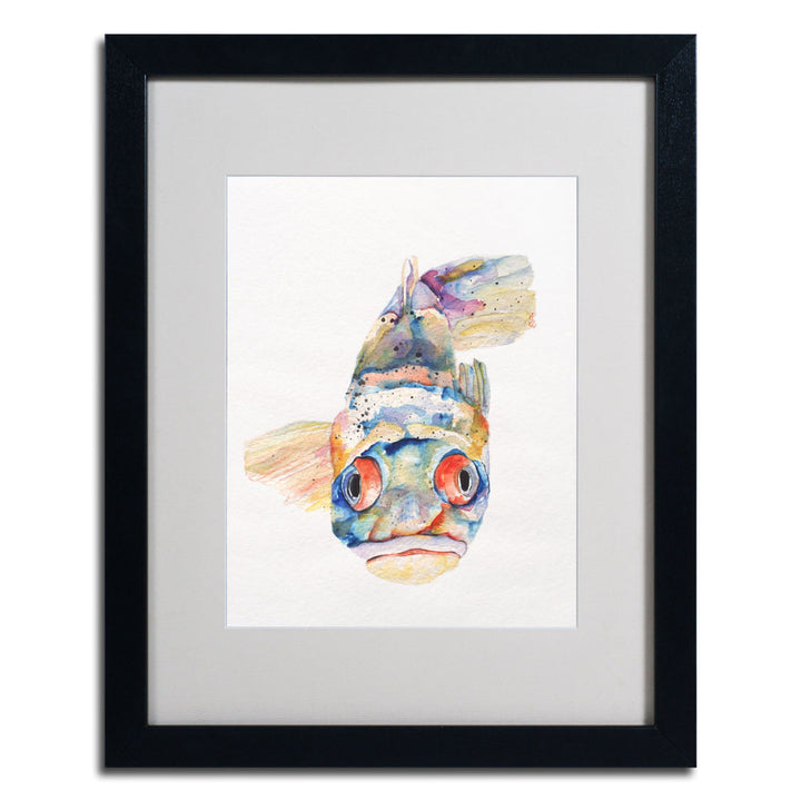 Pat Saunders-White Blue Fish Black Wooden Framed Art 18 x 22 Inches Image 3