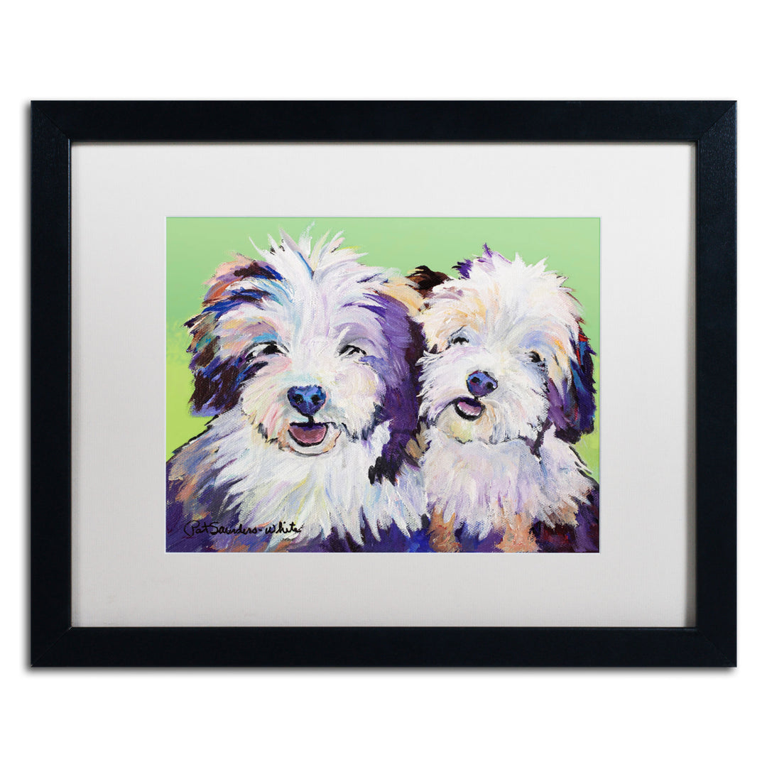 Pat Saunders-White Litter Mates Black Wooden Framed Art 18 x 22 Inches Image 1