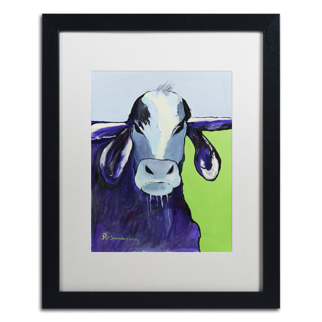 Pat Saunders-White Bull Drool Black Wooden Framed Art 18 x 22 Inches Image 1