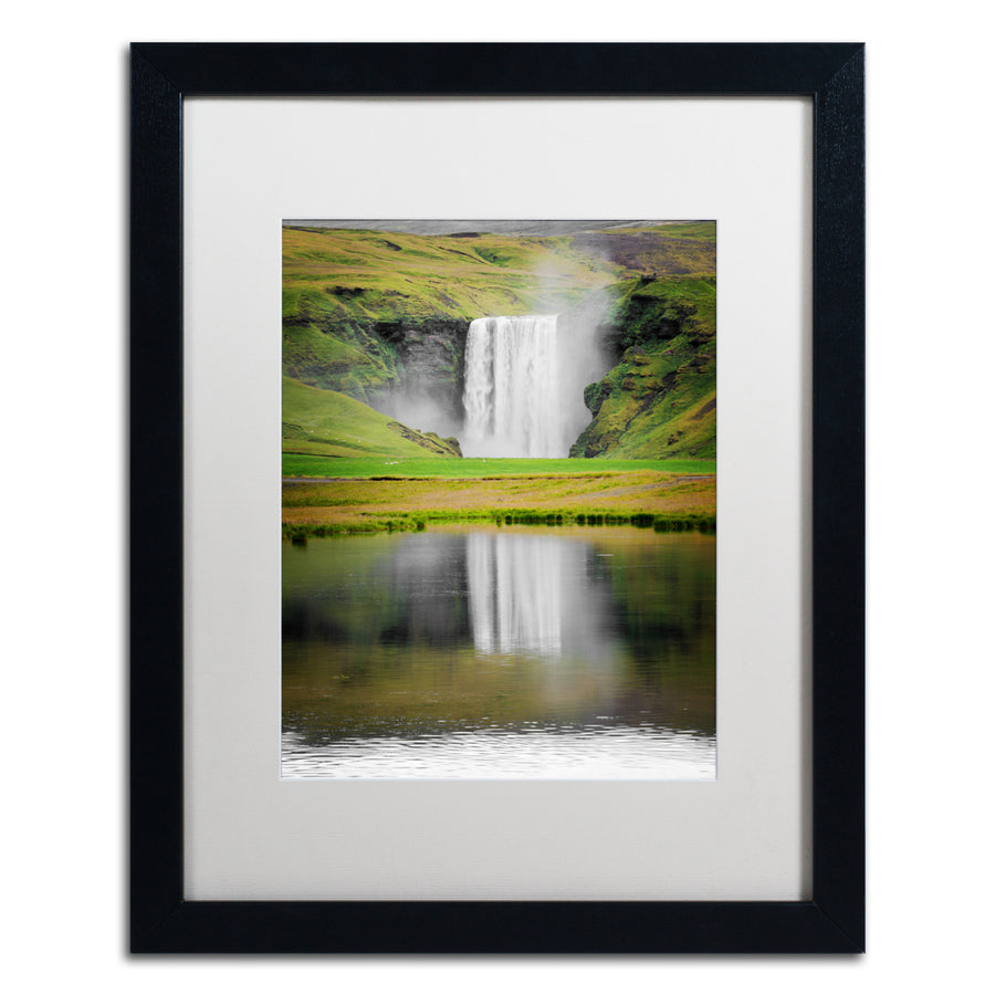 Philippe Sainte-Laudy The Reflection of Skogafoss Black Wooden Framed Art 18 x 22 Inches Image 1