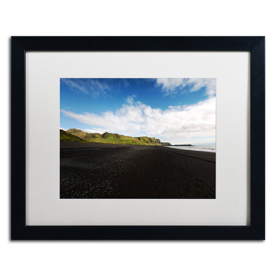 Philippe Sainte-Laudy Walking on the Black Beach Black Wooden Framed Art 18 x 22 Inches Image 1