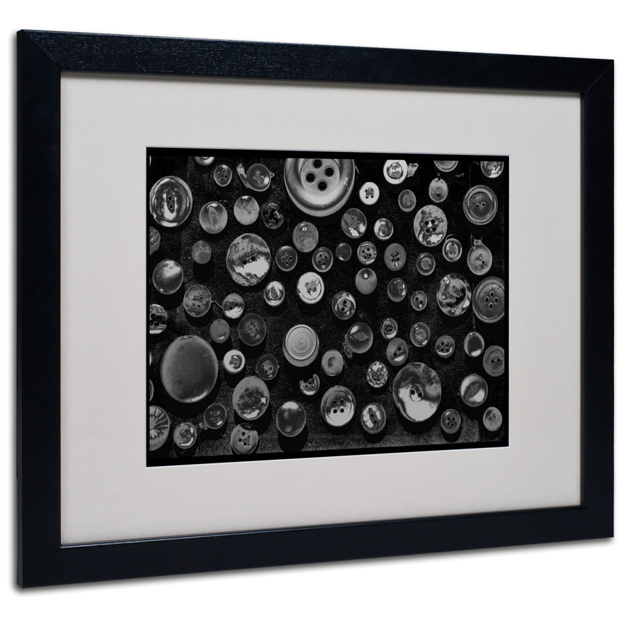 Patty Tuggle Black and White Buttons Black Wooden Framed Art 18 x 22 Inches Image 1