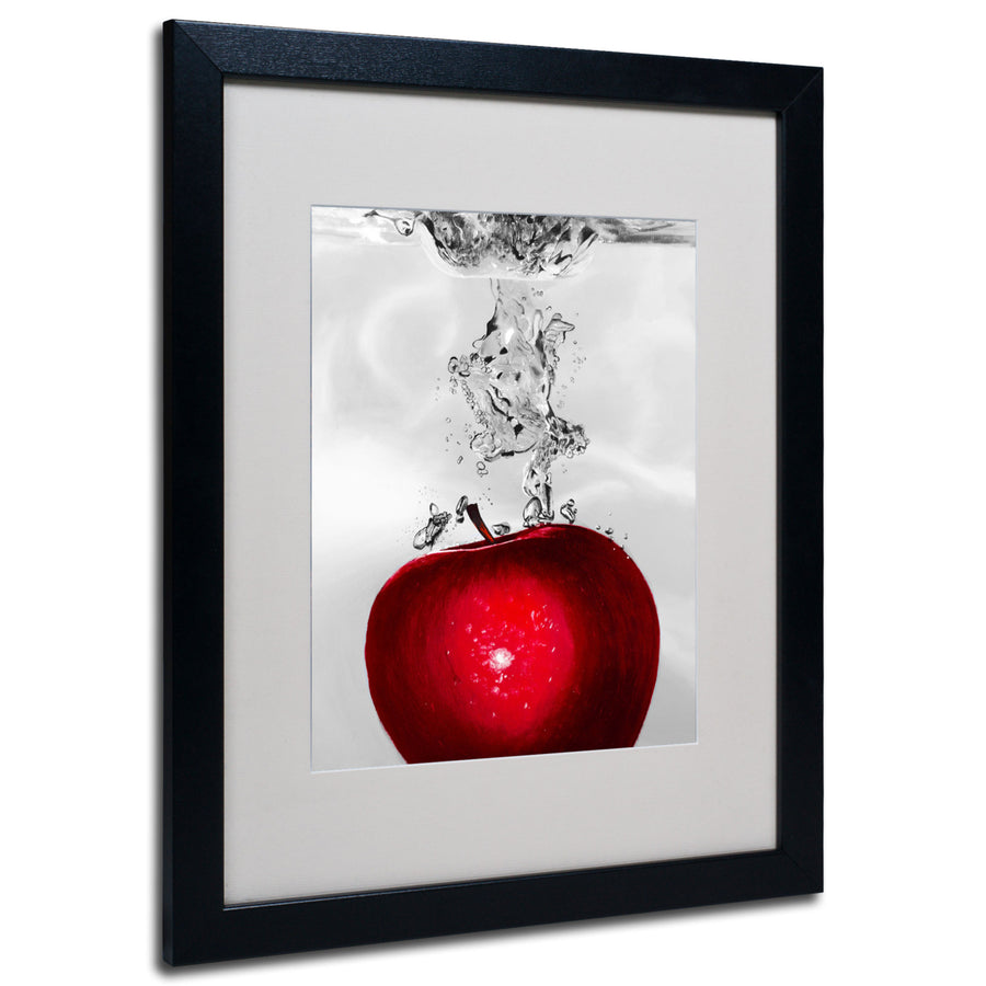 Roderick Stevens Red Apple Splash Black Wooden Framed Art 18 x 22 Inches Image 1