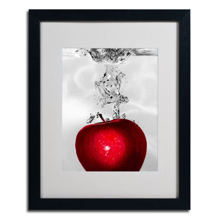 Roderick Stevens Red Apple Splash Black Wooden Framed Art 18 x 22 Inches Image 2