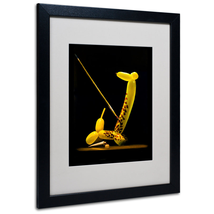Roderick Stevens Balloon Giraffe Black Wooden Framed Art 18 x 22 Inches Image 1