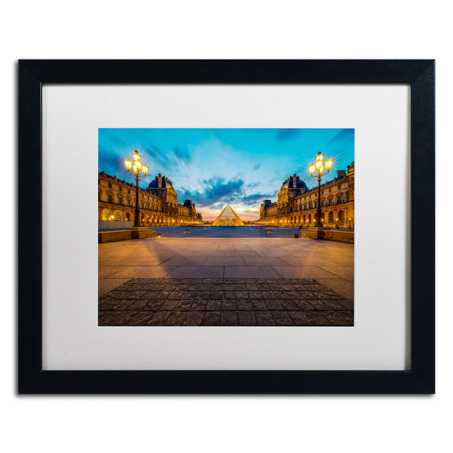 Mathieu Rivrin Blue Hour from the Louvre Black Wooden Framed Art 18 x 22 Inches Image 1
