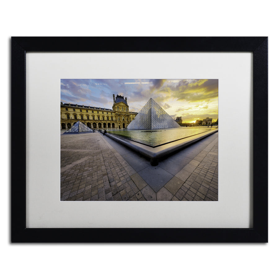 Mathieu Rivrin Geometry of the Louvre Museum Black Wooden Framed Art 18 x 22 Inches Image 1