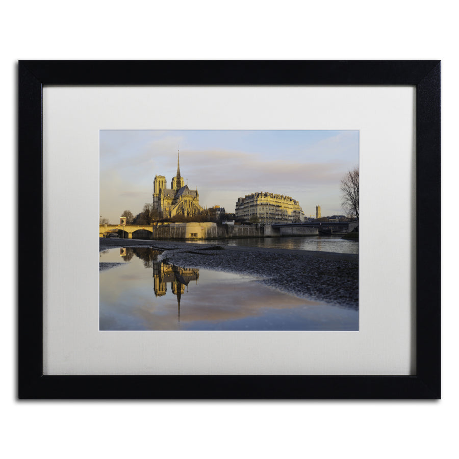 Mathieu Rivrin Sunrise in Notre Dame de Paris Black Wooden Framed Art 18 x 22 Inches Image 1