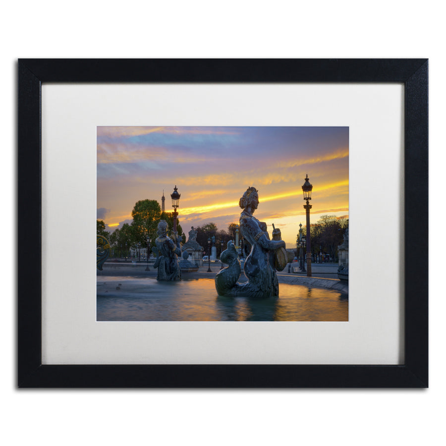 Mathieu Rivrin Sunset in Place de la Concorde Black Wooden Framed Art 18 x 22 Inches Image 1