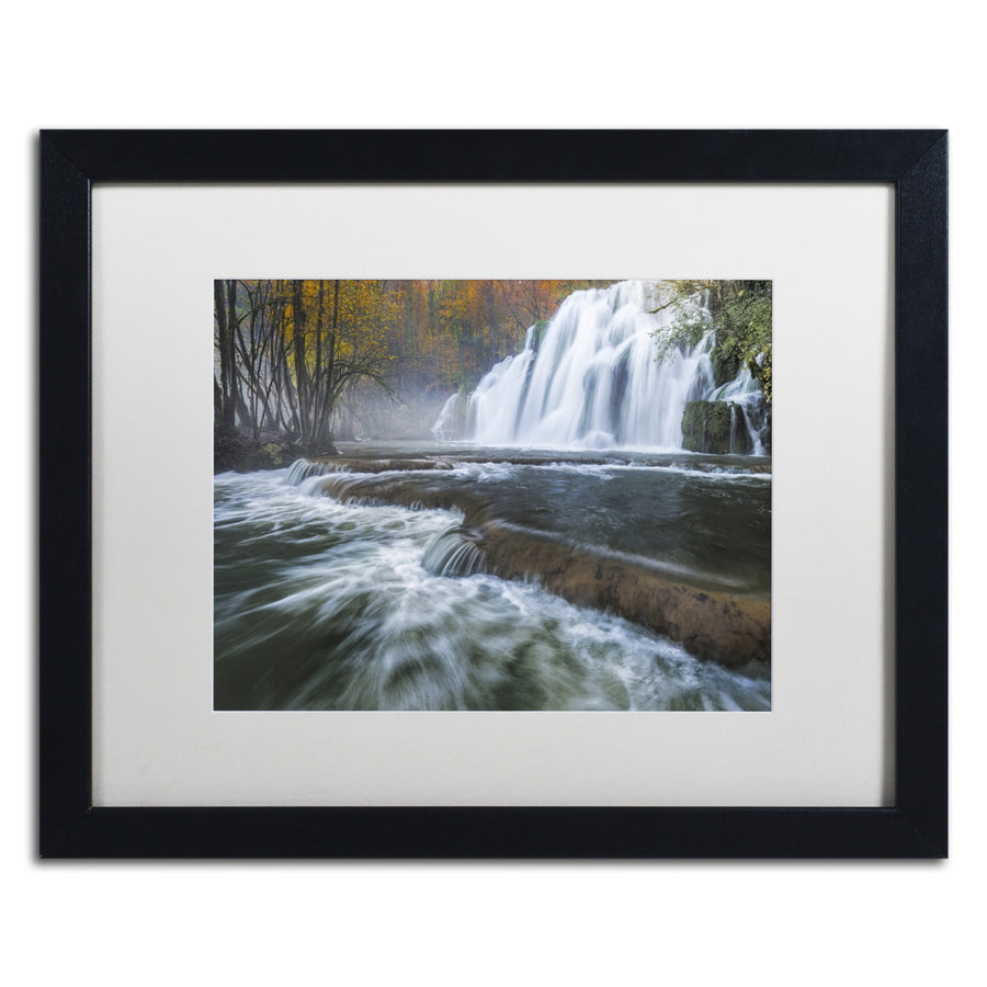 Mathieu Rivrin Waterfalls of Tufs in Jura Black Wooden Framed Art 18 x 22 Inches Image 1