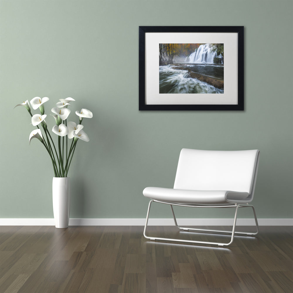 Mathieu Rivrin Waterfalls of Tufs in Jura Black Wooden Framed Art 18 x 22 Inches Image 2