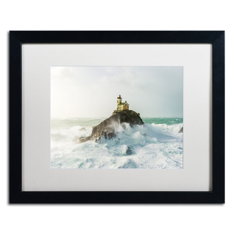 Mathieu Rivrin Haunted Lighthouse in the Storm Black Wooden Framed Art 18 x 22 Inches Image 1