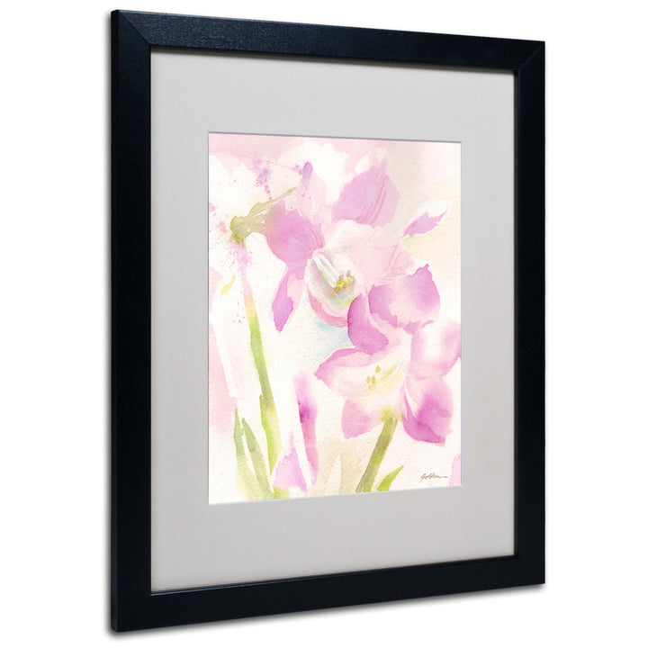 Sheila Golden Amaryllis Blossoming Black Wooden Framed Art 18 x 22 Inches Image 1
