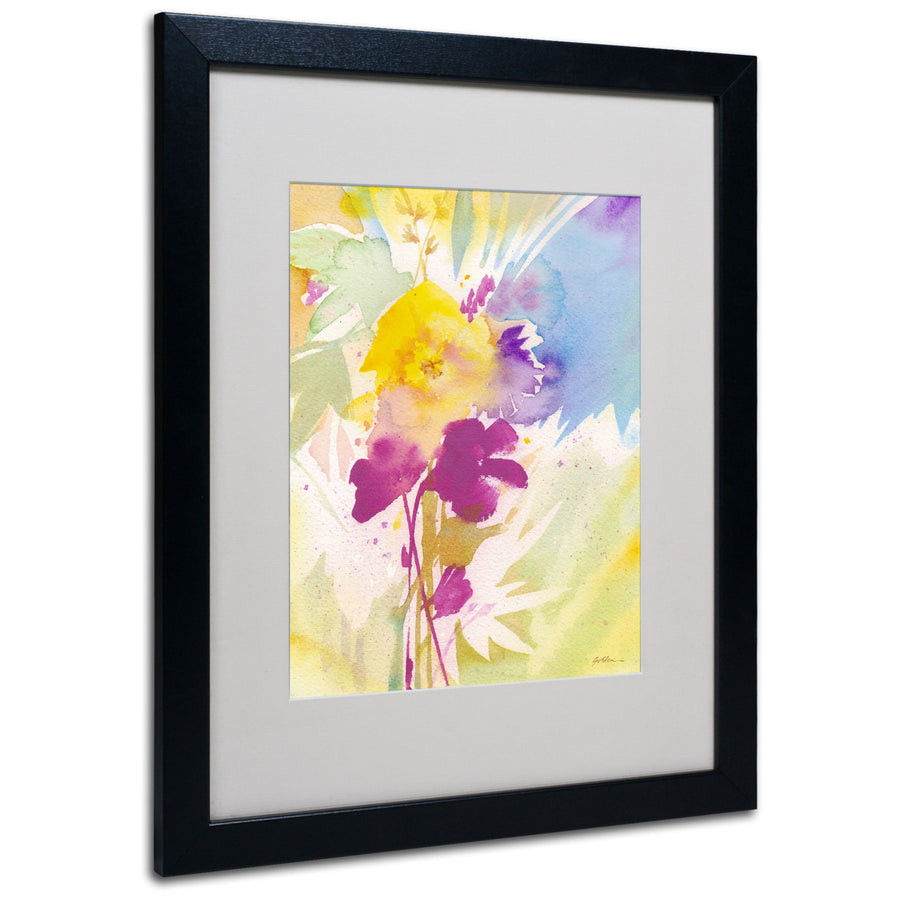 Sheila Golden Wildflower Bouquet 2 Black Wooden Framed Art 18 x 22 Inches Image 1