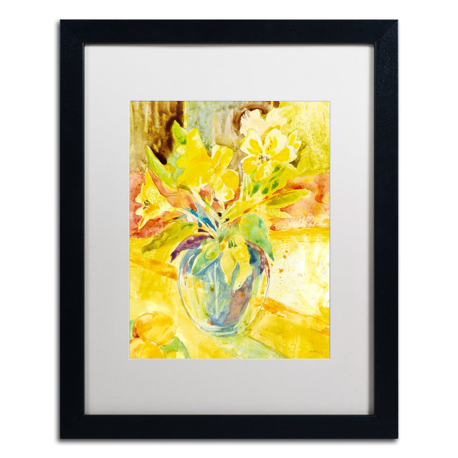 Sheila Golden Vase with Yellow Flowers Black Wooden Framed Art 18 x 22 Inches Image 1