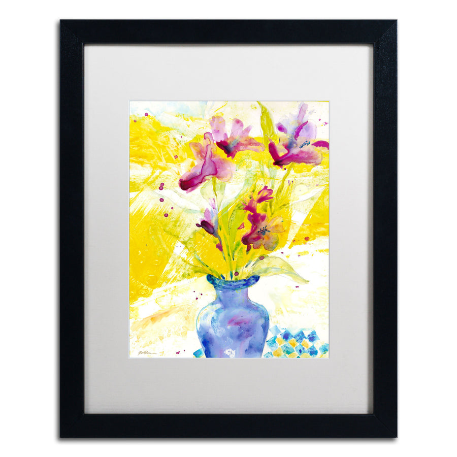 Sheila Golden Purple Blooms in Sunlight Black Wooden Framed Art 18 x 22 Inches Image 1