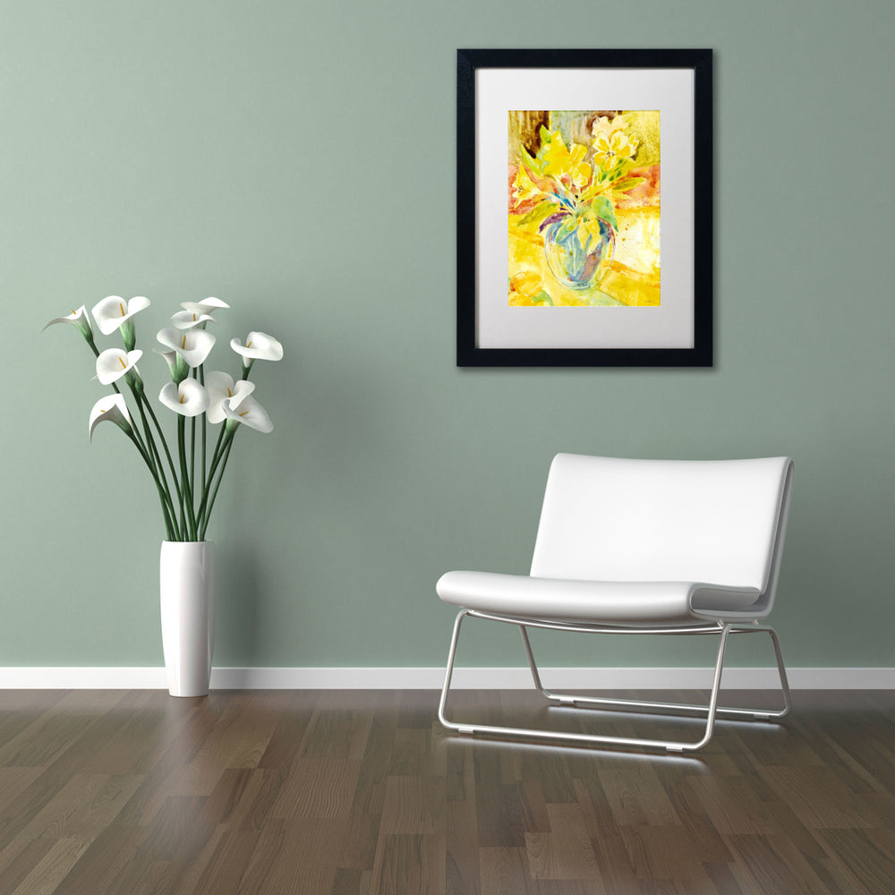 Sheila Golden Vase with Yellow Flowers Black Wooden Framed Art 18 x 22 Inches Image 2