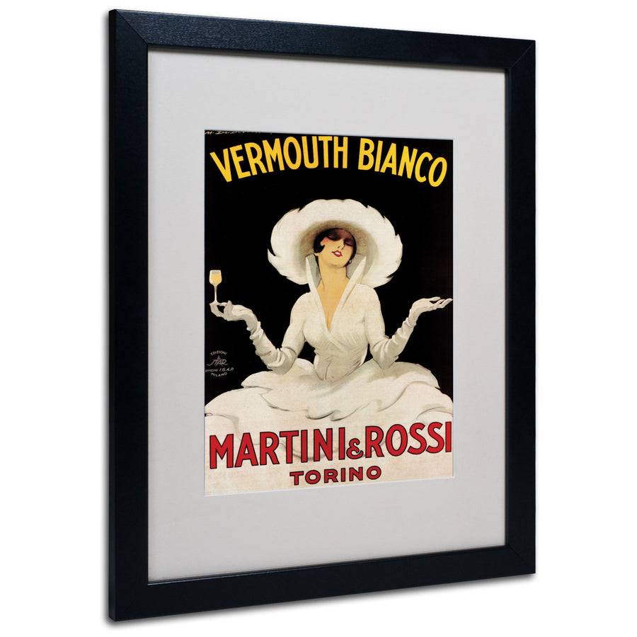 Vermouth Bianco Martini and Rossi Black Wooden Framed Art 18 x 22 Inches Image 1