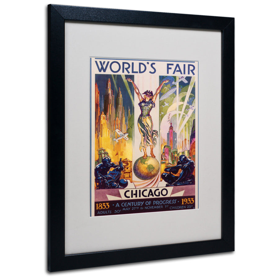 Glen Sheffer Worlds Fair Chicago Black Wooden Framed Art 18 x 22 Inches Image 1
