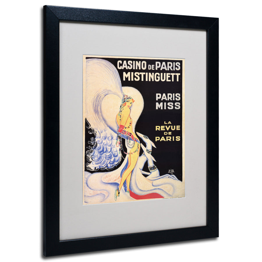 Casino de Paris Mistinguett Black Wooden Framed Art 18 x 22 Inches Image 1