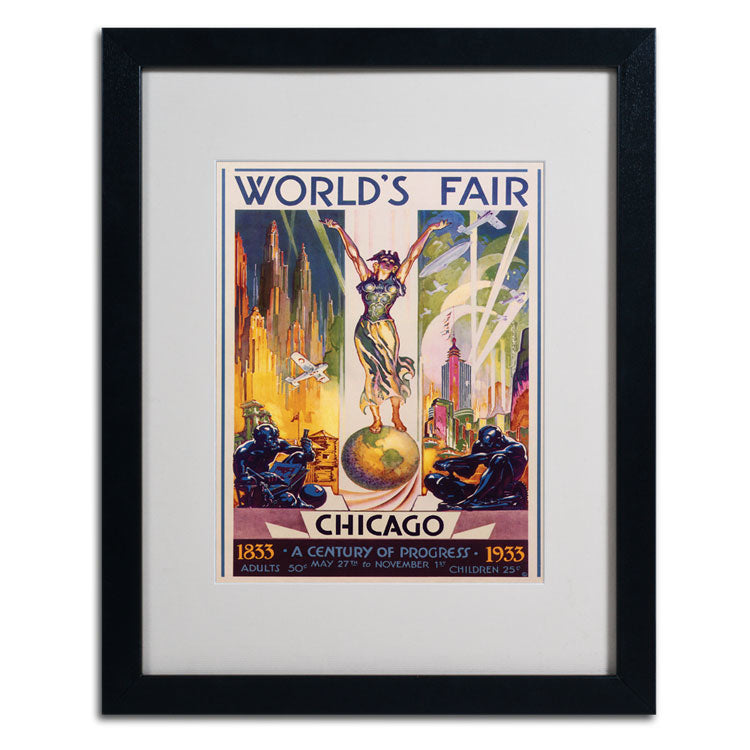 Glen Sheffer Worlds Fair Chicago Black Wooden Framed Art 18 x 22 Inches Image 2