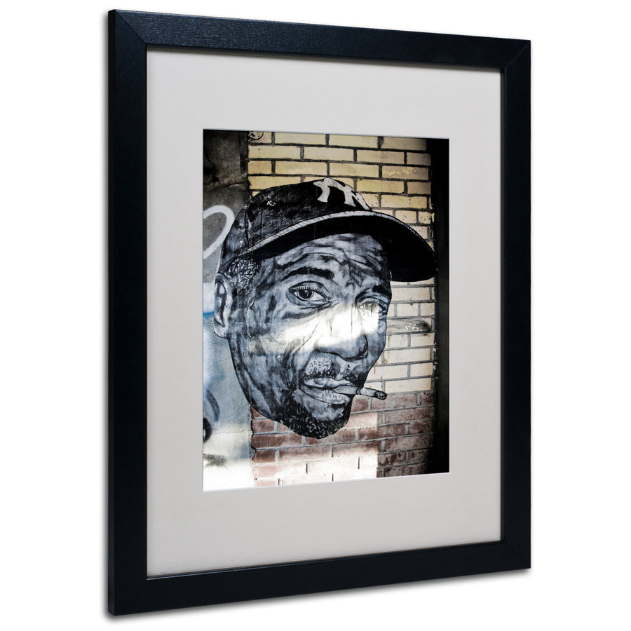Yale Gurney Hiphop Yankee Fan Pop Art Black Wooden Framed Art 18 x 22 Inches Image 1