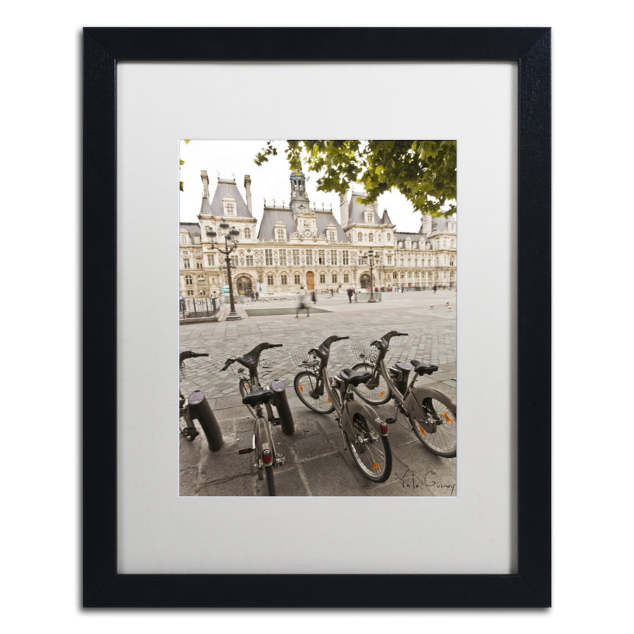 Yale Gurney Paris Deux - City Hall Bicycles Black Wooden Framed Art 18 x 22 Inches Image 1