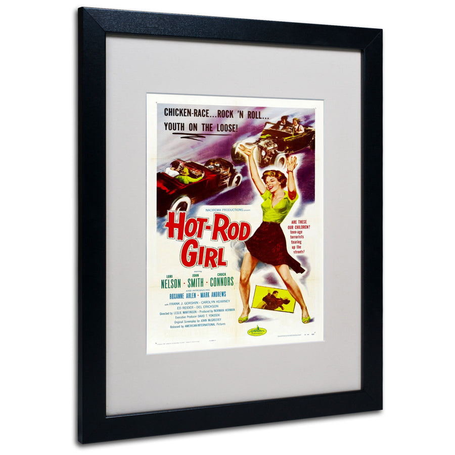 Vintage Apple Collection Hot Rod Girl Black Wooden Framed Art 18 x 22 Inches Image 1