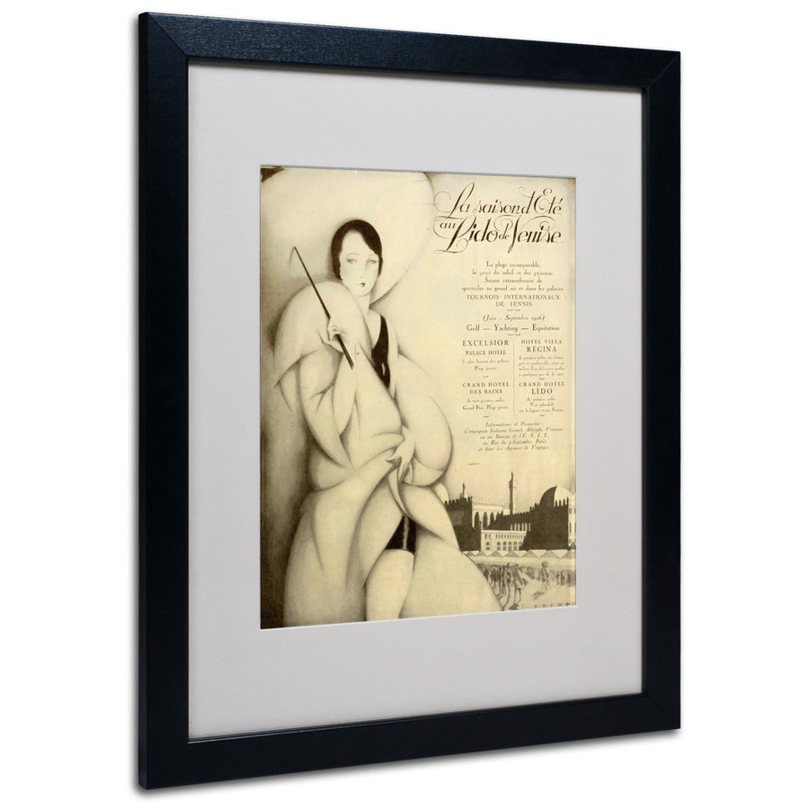 Vintage Apple Collection Venise Hotel Black Wooden Framed Art 18 x 22 Inches Image 1