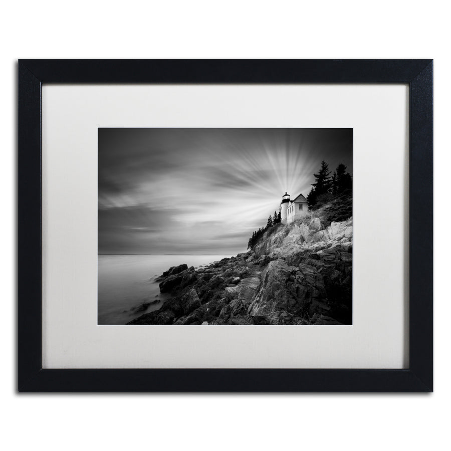 Moises Levy Bass Harbor Lighthouse Black Wooden Framed Art 18 x 22 Inches Image 1