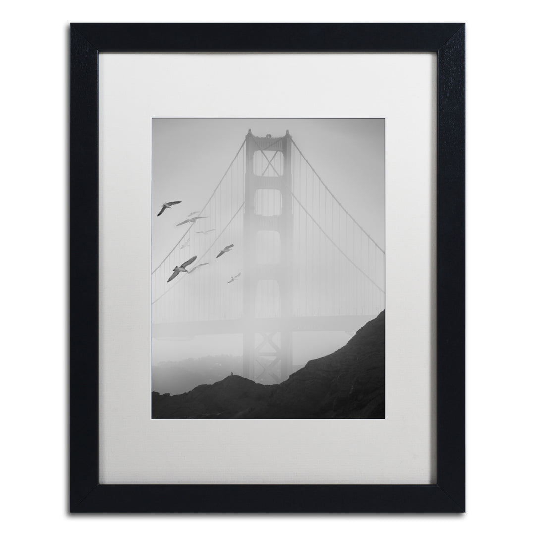 Moises Levy Golden Gate Pier and Birds I Black Wooden Framed Art 18 x 22 Inches Image 1