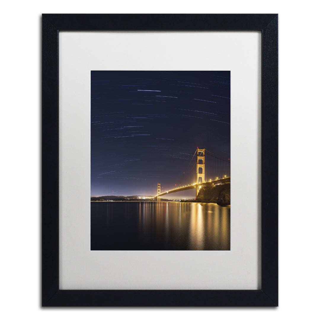Moises Levy Golden Gate and Stars Black Wooden Framed Art 18 x 22 Inches Image 1