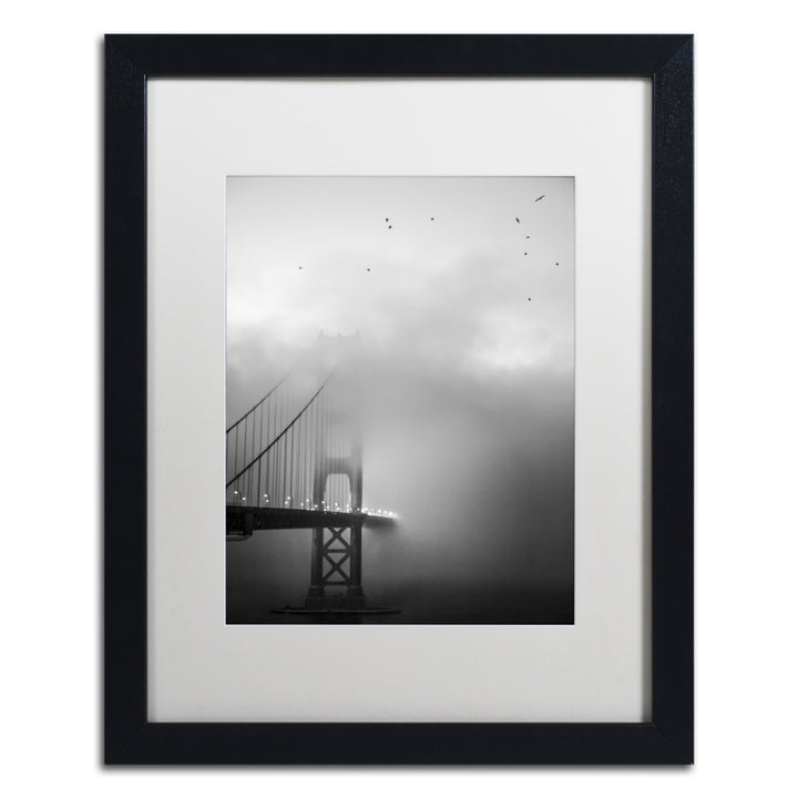 Moises Levy Golden Gate and Birds Black Wooden Framed Art 18 x 22 Inches Image 1